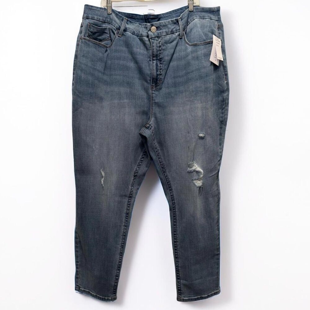 NWT Potady Women's Plus Size Indigo Washed Denim Boot Cut Jeans Size 24R